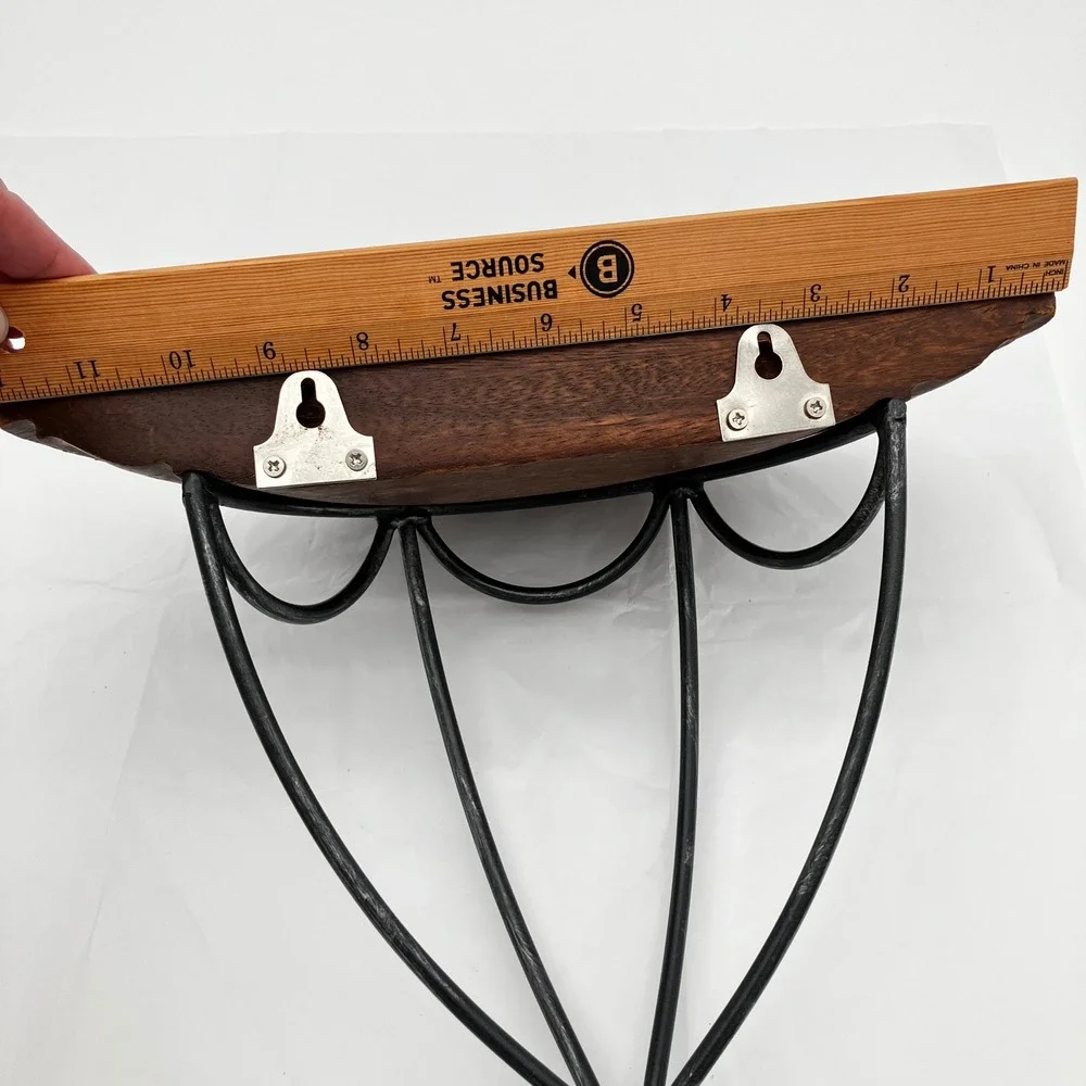 Wall Shelf Floating Wood Metal 11x12 Brown Black Rustic Scroll Decor Unbranded